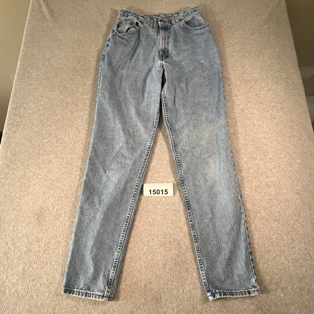 Chic Tapered Leg Jeans Womens 12 Blue Denim Cotton Acid Wash Light Wash Outdoor